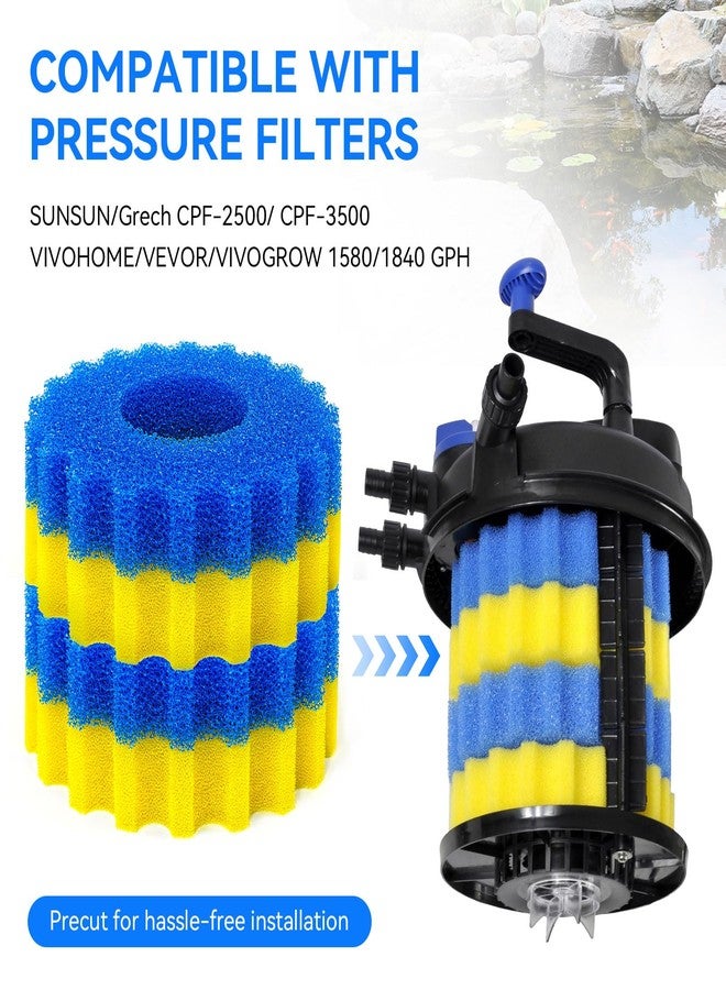 HDWGGD Pond Filter Sponges Replacement for VIVOHOME/VEVOR/VIVOGROW 1580/1840 GPH Pond Filter Parts Compatible with SUNSUN/Grech CPF-2500/3500 Pond Filter Replacement Pads for Koi Ponds - Image 2